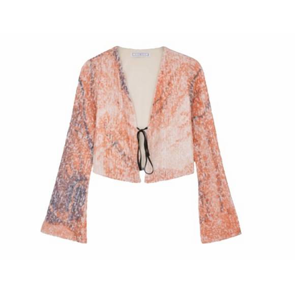 NEW IN THE MOOD FOR LOVE ruddy marble print top in orange - Picture 3 of 3